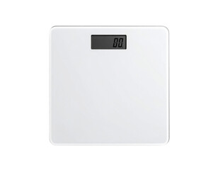 White digital scale weight bathroom fitness tool on transparent background