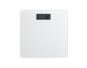 White digital scale weight bathroom fitness tool on transparent background