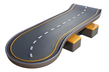 Elevated road section with yellow and gray supports