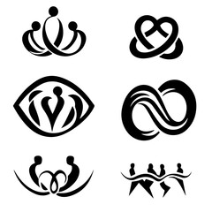 A minimalist silhouette icon collection of infinity symbols, representing family unity, love, and eternal connection.
