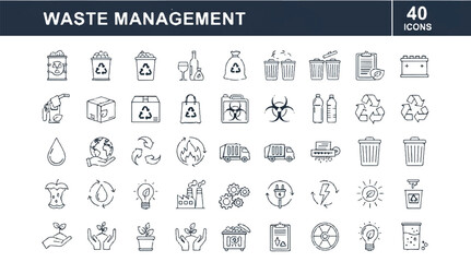 Waste Management icon set with 40 elements