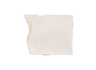 Torn Textured Paper Rectangle on White Background - Isolated Rustic Cream Cardboard Element for Vintage Design and Copy Space, Rough Edge Texture for Notes & Design