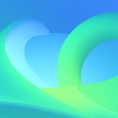 Smooth flowing curves of vibrant blue and green abstract shapes background