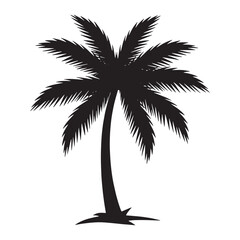 Obraz premium Silhouette of Palm Tree – Tropical Beach Vector Illustration