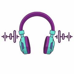 Colorful headphones with sound waves in a modern design  