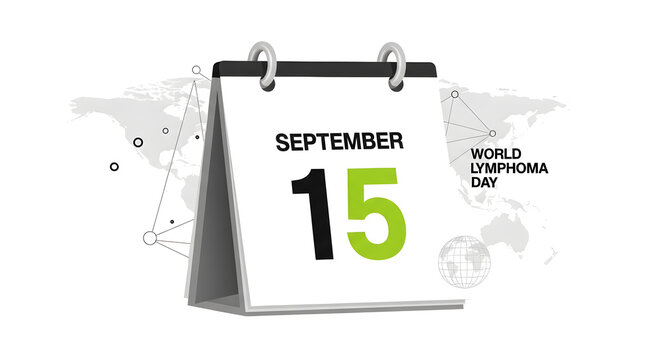 World Lymphoma Awareness Day on September 15th, a concept whisking together global support on a calendar with a ribbon icon.