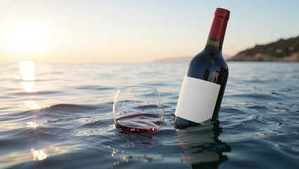 bottle of wine on the beach