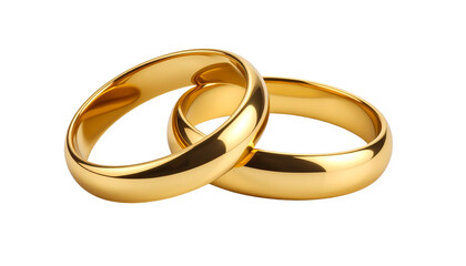 Gold Wedding Rings infinity style isolated on solid white background in Png form