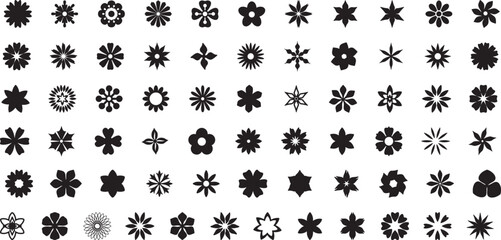 Decorative Snowflake and Floral Shapes – Flower, Snowflake, Mandala, Ornament, Star, Petal, Pattern, Decorative, Round, Symmetry, Icon, Vector, Winter, Blossom, Abstract, Nature, Shape, Design