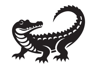 crocodile silhouette vector illustration design crocodile logo silhouette vector, alligator silhouette reptile wildlife animal, crocodile animals logo silhouettes vector on white background