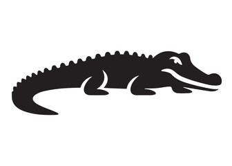 crocodile silhouette vector illustration design crocodile logo silhouette vector, alligator silhouette reptile wildlife animal, crocodile animals logo silhouettes vector on white background