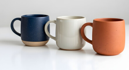 Ceramic coffee mugs product photography for online store selling drinkware items