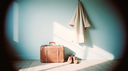 retro_travel_scene_a_single_old_leather_suitcase_placed_against_a_pastel_blue_wall