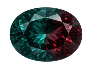 Natural alexandrite showing a strong dichroism with green and red tones