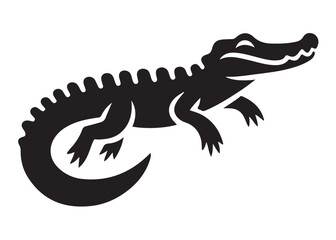 crocodile silhouette vector illustration design crocodile logo silhouette vector, alligator silhouette reptile wildlife animal, crocodile animals logo silhouettes vector on white background