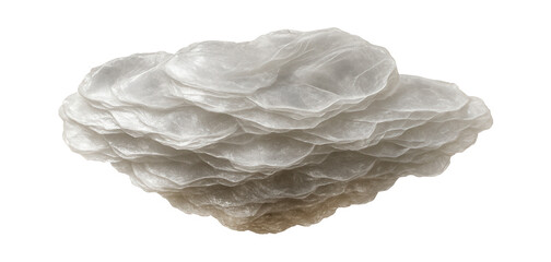 Muscovite mica with silver pearlescence and thin, layered sheets