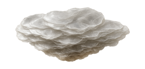 Muscovite mica with silver pearlescence and thin, layered sheets