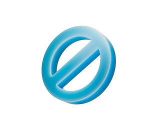 A sleek blue prohibition icon with a diagonal bar, symbolizing restriction or denial. 3d illustration