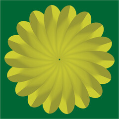 Radiating symmetry and balance, this golden petal mandala rests on a rich green background, evoking nature’s harmony and a sense of calm.