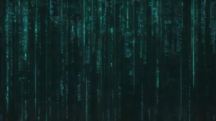 Endless digital rain effect with glowing green binary codes falling vertically - Powered by Adobe