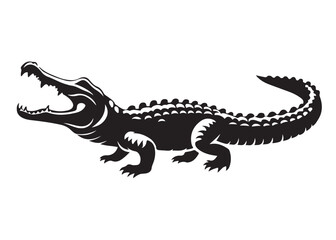 crocodile silhouette vector illustration design crocodile logo silhouette vector, alligator silhouette reptile wildlife animal, crocodile animals logo silhouettes vector on white background