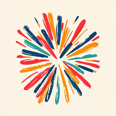 Vibrant Starburst Design with Colorful Brush and Marker Strokes