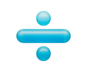 A sleek division symbol with a smooth, matte blue finish and soft lighting.. 3d illustration