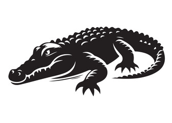 crocodile silhouette vector illustration design crocodile logo silhouette vector, alligator silhouette reptile wildlife animal, crocodile animals logo silhouettes vector on white background