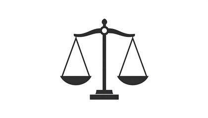 Simple black and white scales of justice icon
