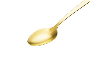 A close-up of a golden spoon with a smooth, polished surface, perfect for dining. 3d illustration