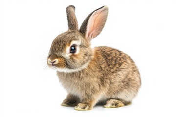 Fototapeta premium Young brown bunny rabbit isolated on white background