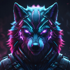 cyber wolf background wallpaper