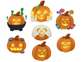 halloween pumpkins set. halloween pumpkin set. set of halloween pumpkins.