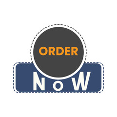 Modern Order Now Label – Flat Badge Design with Bold Text for E-commerce and Promotions