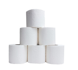 Isolated and opened toilet paper rolls on white background. Version 6.