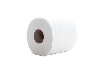 Isolated toilet paper roll laying on it's side on white background. Version 12.
