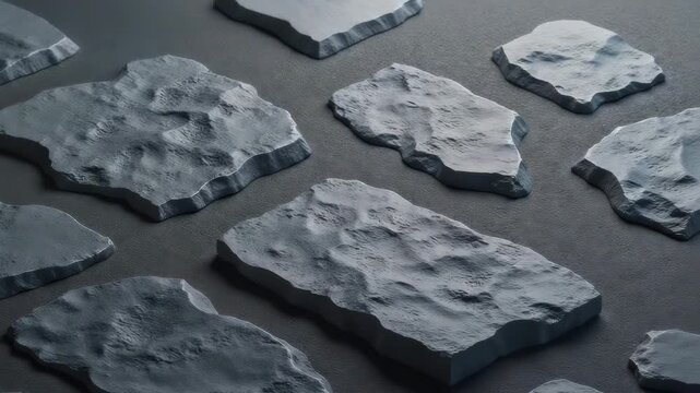 Smooth basalt stones arranged artistically representing natural beauty and texture against dark background