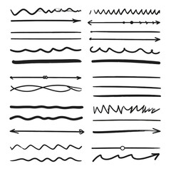 Collection of Hand-Drawn Decorative Lines and Arrows