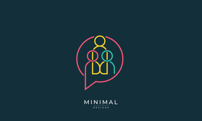 Diversity Chat design logo, people talking family together human unity chat bubble logo vector icon