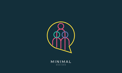 Diversity Chat design logo, people talking family together human unity chat bubble logo vector icon
