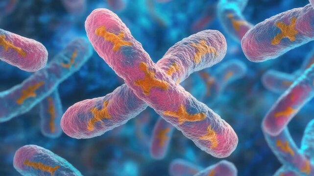 DNA molecule with multiple strands on a blue background, symbolizing genetic information.