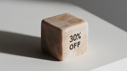 Marble promo cube with 30% OFF engraving