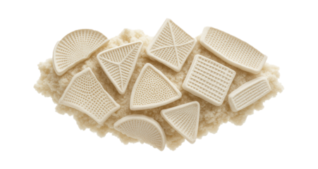 Diatomaceous earth sample containing fragmented frustules with varied ornamentation