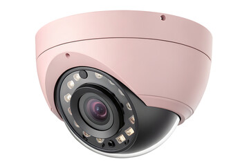    elegant pink dome security camera isolated on white background PNG, AI GENERATED