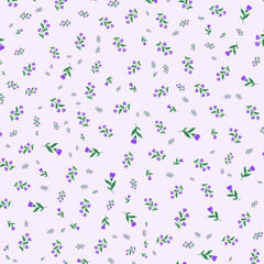Seamless purple Flower and Leaf Pattern, abstract background.