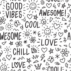Awesome doodle seamless pattern. Hand drawn vector pattern for web, design, other graphic design use