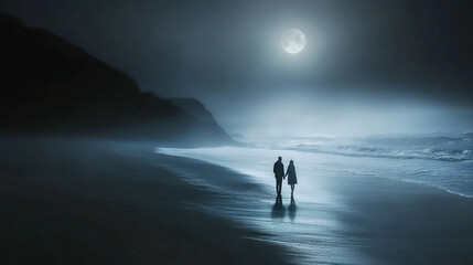 Soft ethereal glow surrounding a couple walking