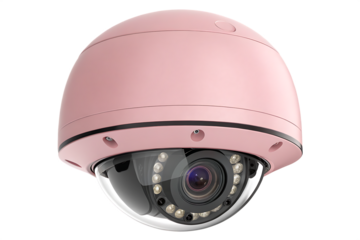    elegant pink dome security camera isolated on white background PNG, AI GENERATED