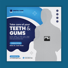 Dental care services social media post banner design, Clinic and Dentists appointment web banner, and online post template