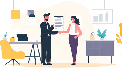 Two business partners celebrating a signed deal 